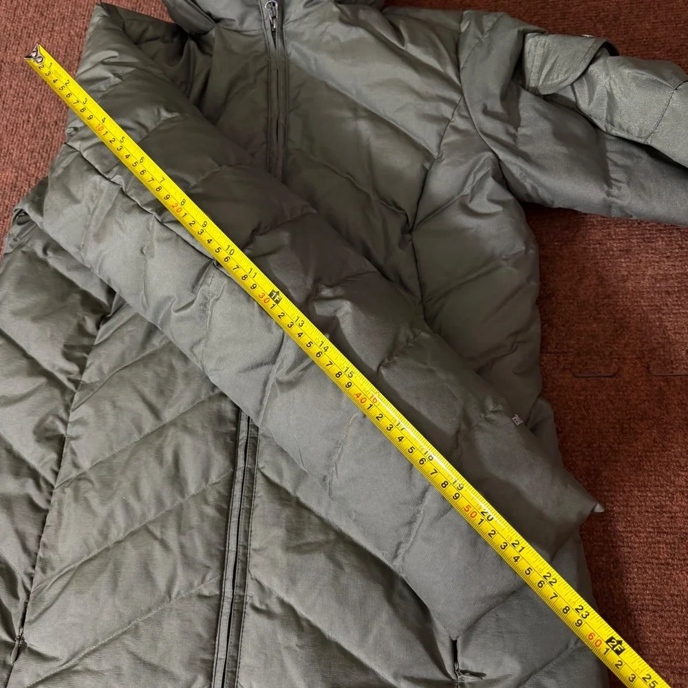 Eddie Bauer EB550 Down Parka Womens Small Olive Green Puffer Hooded Jacket Coat